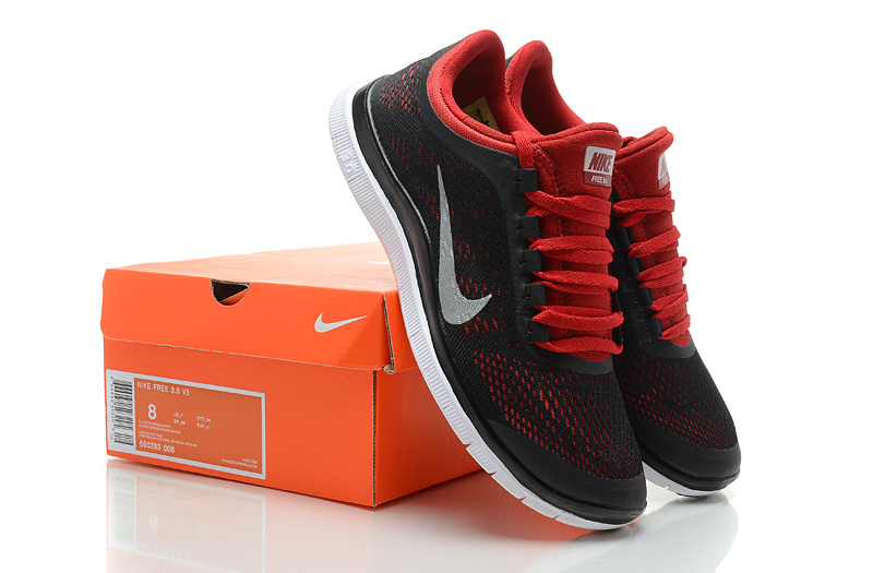 Nike Free Run 3.0 V5 Black Red Shoes - Click Image to Close