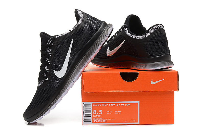 Nike Free Run 3.0 V5 EXT Black White Shoes - Click Image to Close