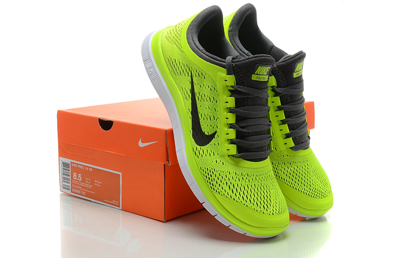 Nike Free Run 3.0 V5 Fluorscent Green Black Shoes - Click Image to Close
