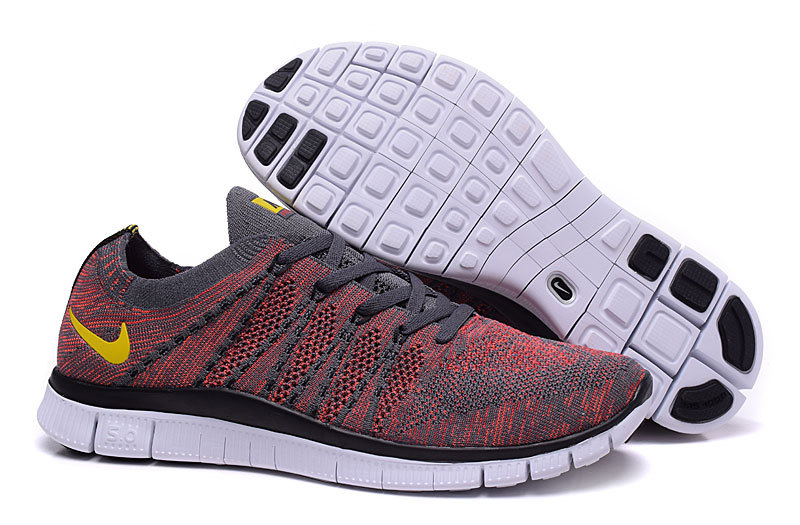 Nike Free 5.0 Flyknit Grey Redish Shoes