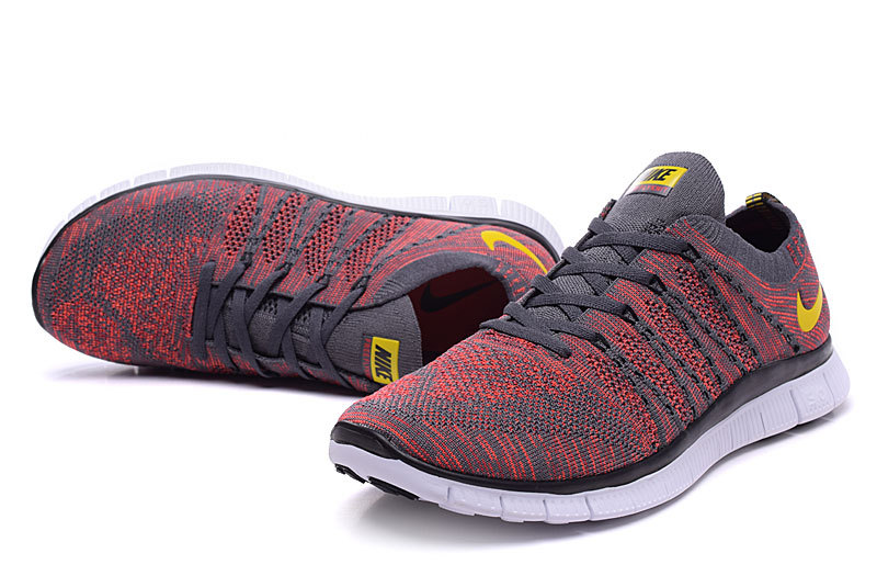 Nike Free 5.0 Flyknit Grey Redish Shoes - Click Image to Close