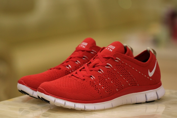 Nike Free 5.0 Flyknit Red White Shoes - Click Image to Close