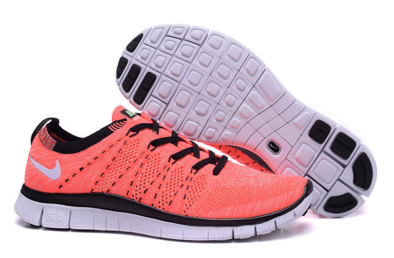 Nike Free 5.0 Flyknit Redish Orange Black Women Shoes