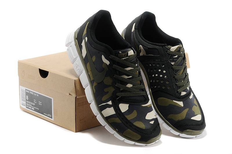 Nike Free Run 5.0 V4 Camouflage Army Green Shoes - Click Image to Close