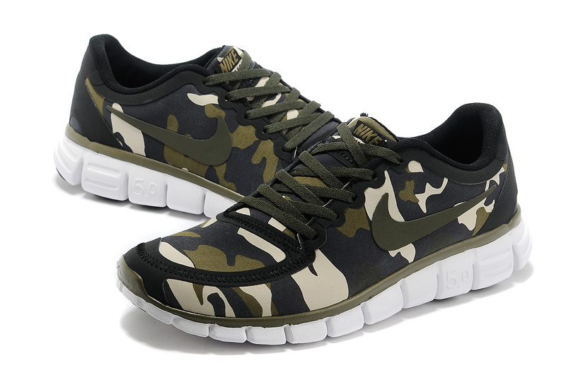 Nike Free Run 5.0 V4 Camouflage Army Green Shoes - Click Image to Close