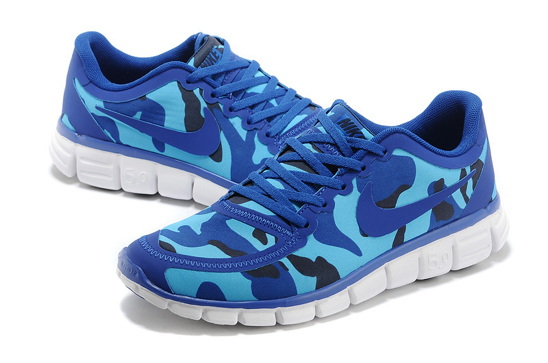 Nike Free Run 5.0 V4 Camouflage Navy Sea Blue Shoes
