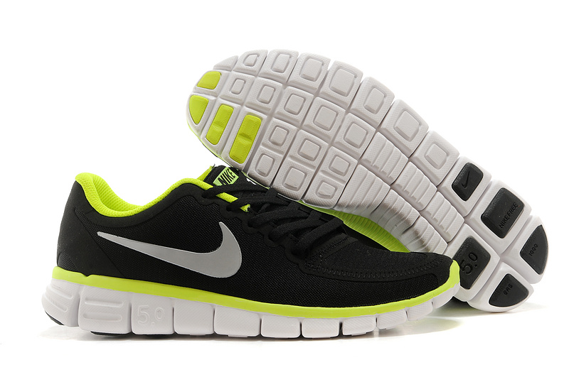 Nike Free Run 5.0 V4 Shoes Black Green White - Click Image to Close