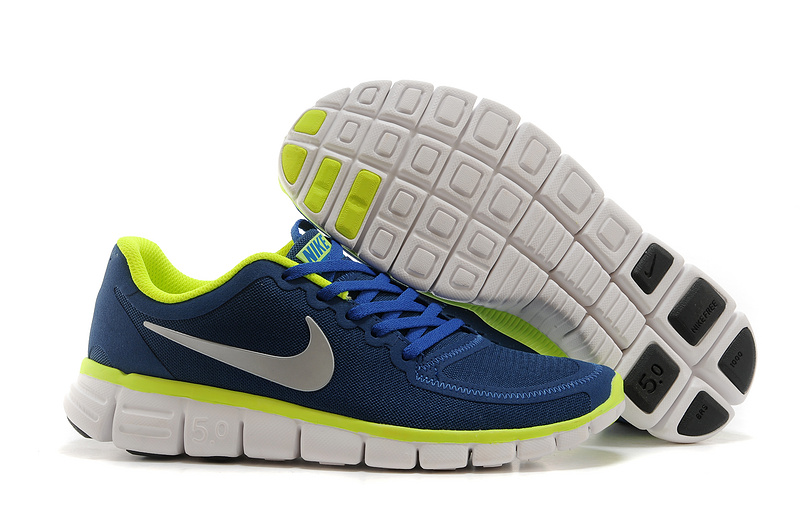 Nike Free Run 5.0 V4 Shoes Blue Green White - Click Image to Close