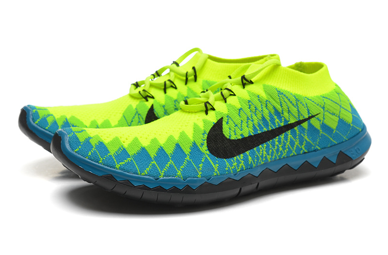 Nike Free Run 3.0 Flyknit Green Blue Black Running Shoes