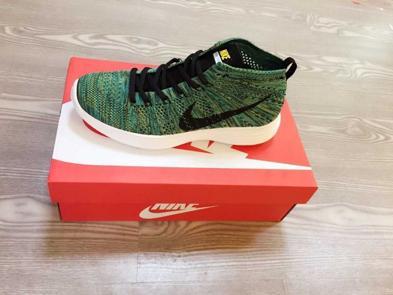 Nike Free Flyknit High Green Black White Shoes - Click Image to Close