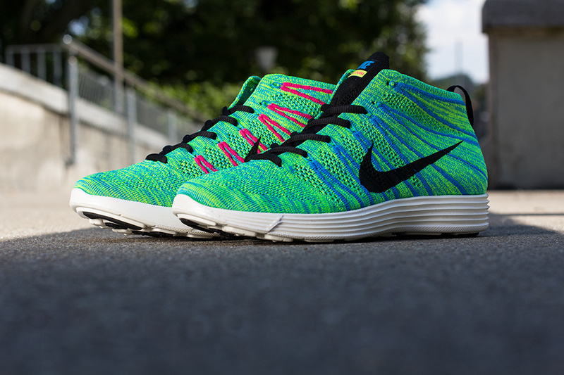 Nike Free Flyknit High Green Red Black Women Shoes - Click Image to Close
