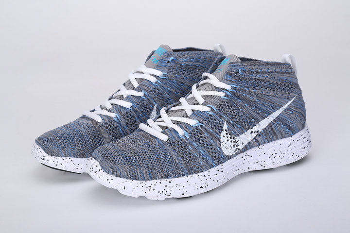 Nike Free Flyknit High Grey White Shoes - Click Image to Close
