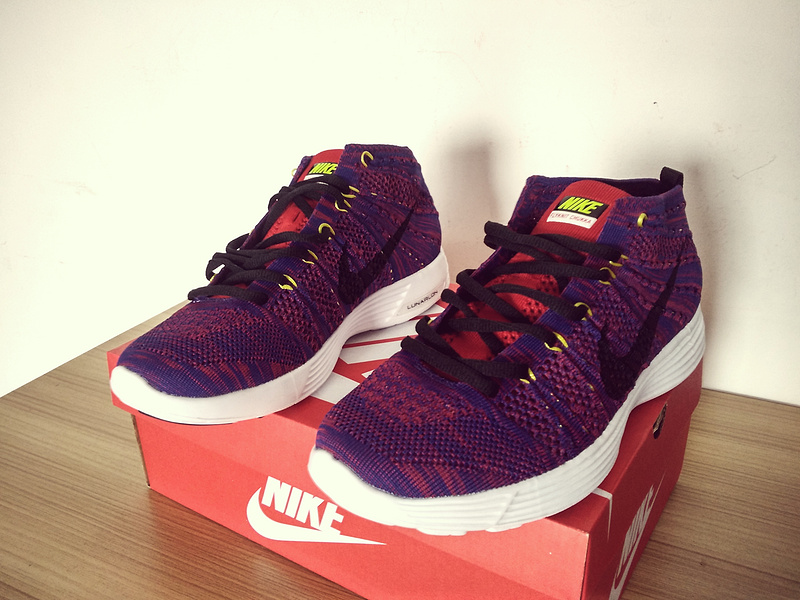 Nike Free Flyknit High Purple Black White Shoes - Click Image to Close