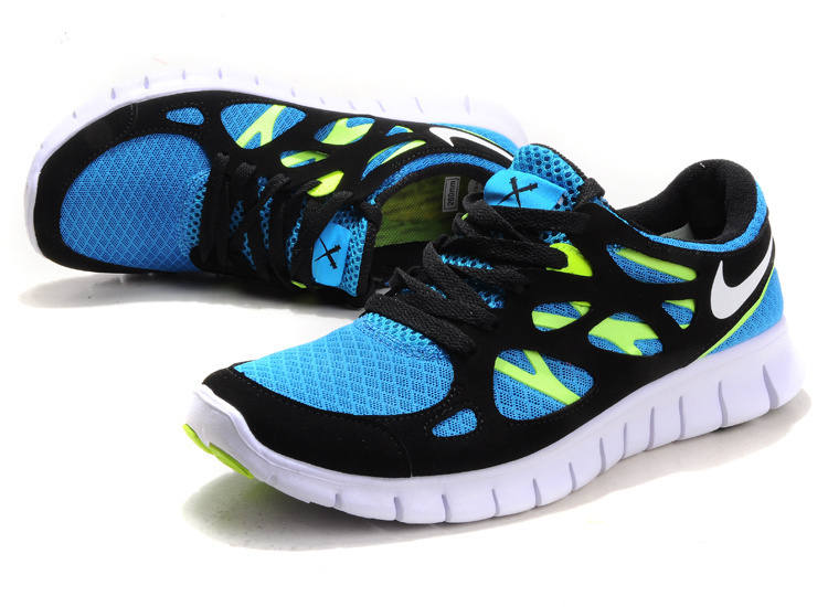 Nike Free Run 2.0 Running Shoes Black Blue White - Click Image to Close