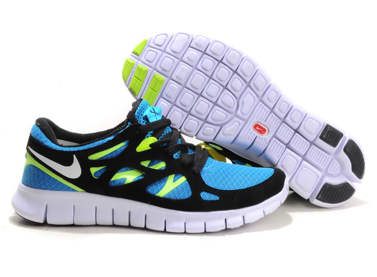 Nike Free Run 2.0 Running Shoes Black Blue White - Click Image to Close