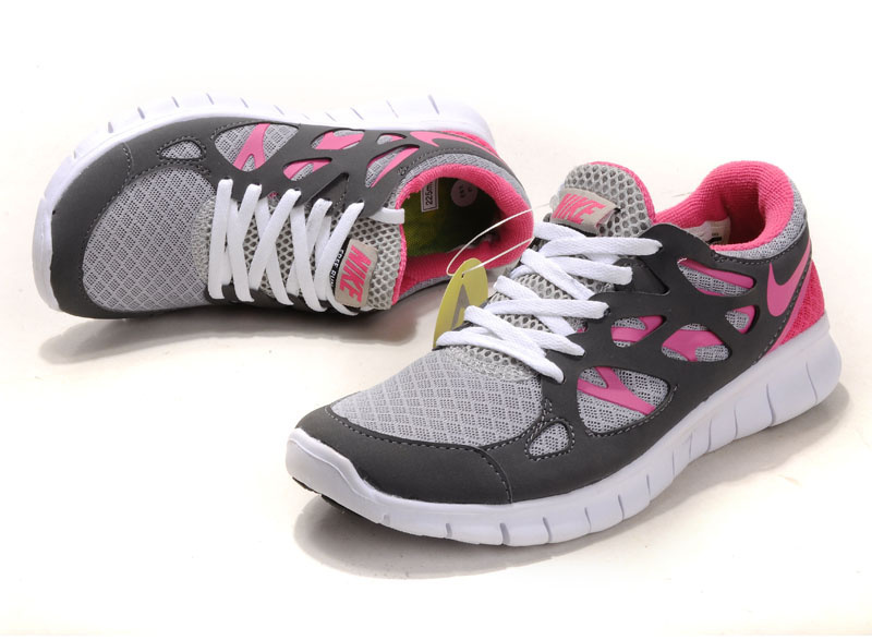 Nike Free Run 2.0 Running Shoes Black Grey Pink White