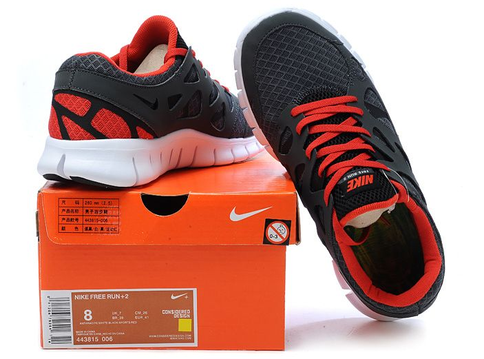 Nike Free Run 2.0 Running Shoes Black Red White - Click Image to Close