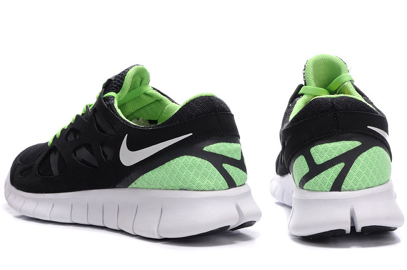 Nike Free Run 2.0 Running Shoes Black White Green - Click Image to Close
