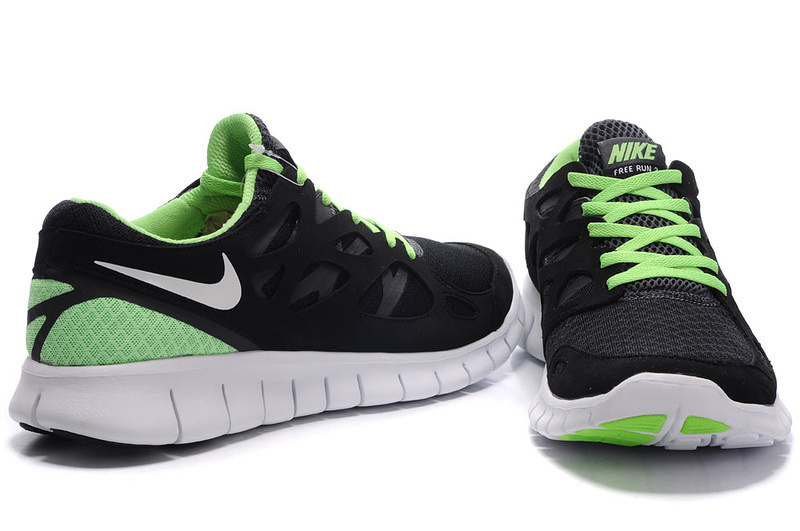 Nike Free Run 2.0 Running Shoes Black White Green
