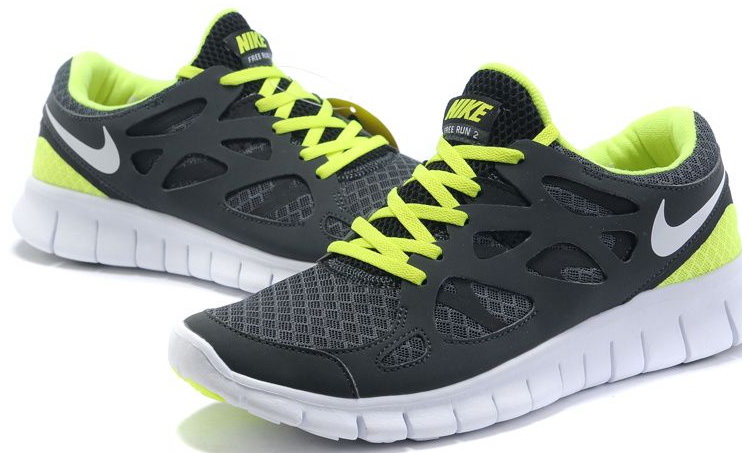 Nike Free Run 2.0 Running Shoes Black Yellow White