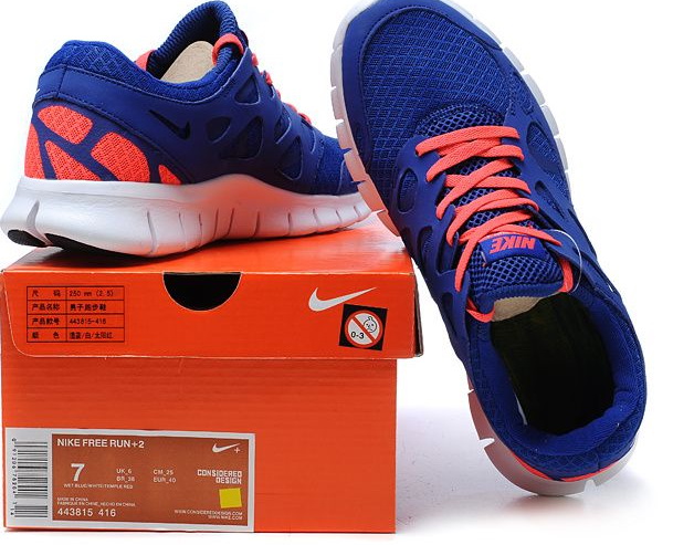 Nike Free Run 2.0 Running Shoes Blue Orange White - Click Image to Close