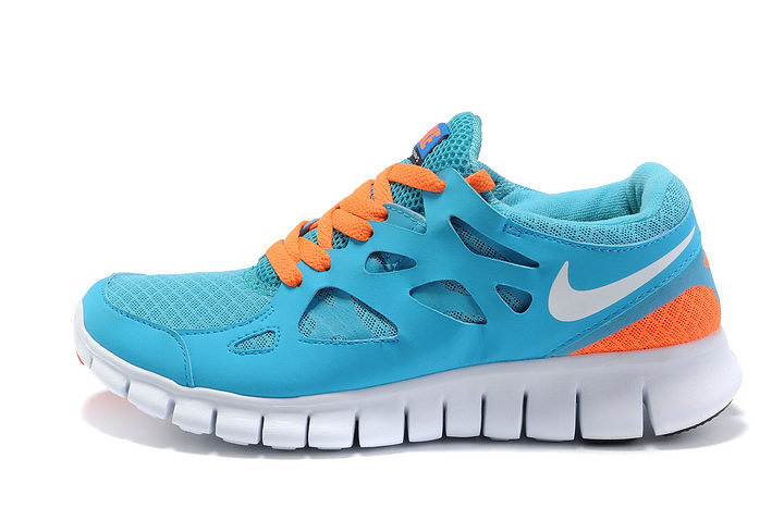 Nike Free Run 2.0 Running Shoes Blue Orange White - Click Image to Close