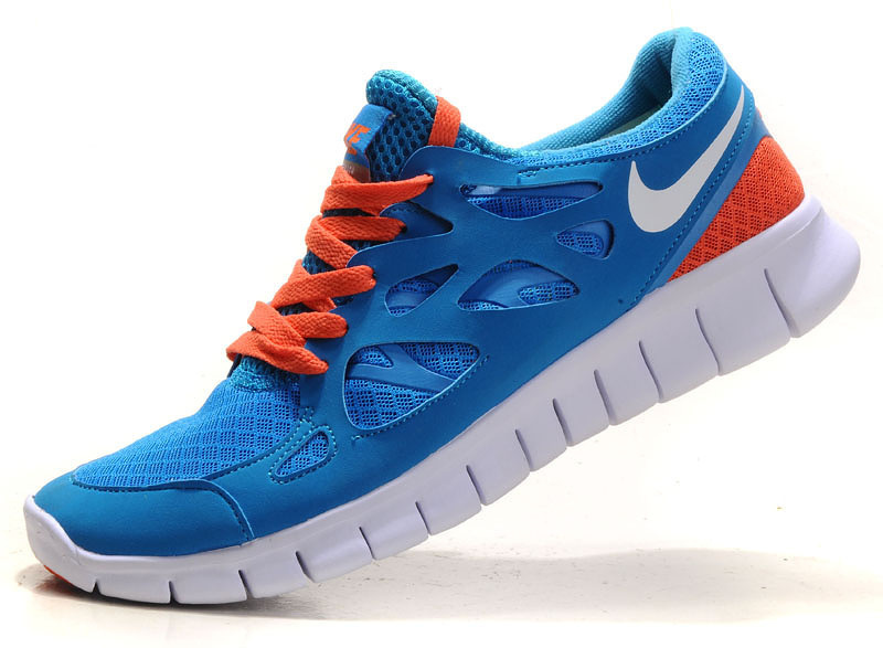 Nike Free Run 2.0 Running Shoes Dark Blue Orange White - Click Image to Close