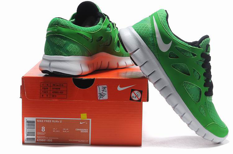 Nike Free Run 2.0 Running Shoes Green Black White