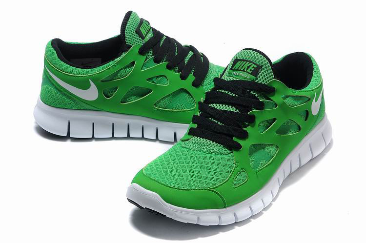 Nike Free Run 2.0 Running Shoes Green Black White - Click Image to Close