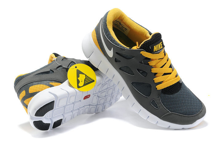 Nike Free Run 2.0 Running Shoes Grey Black Yellow White