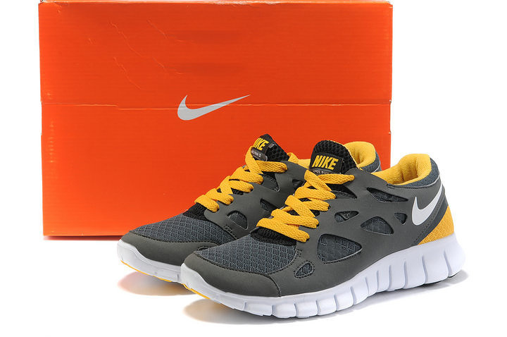 Nike Free Run 2.0 Running Shoes Grey Black Yellow White - Click Image to Close