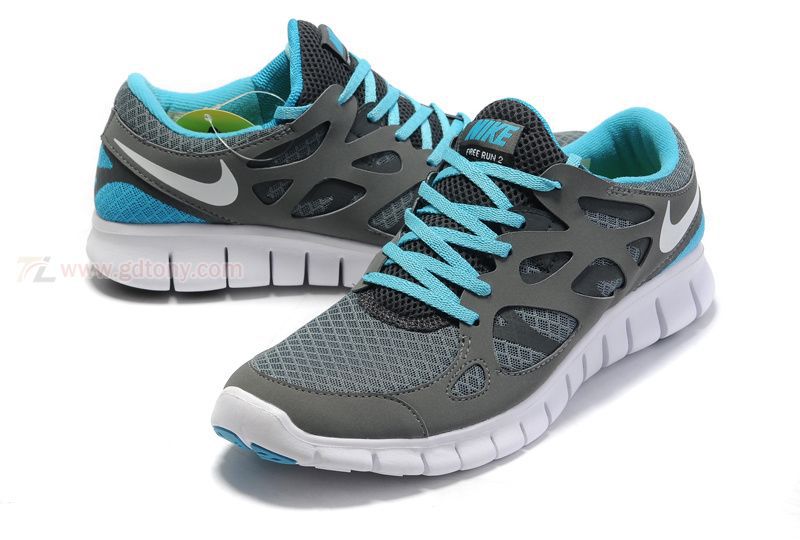 Nike Free Run 2.0 Running Shoes Grey Blue White