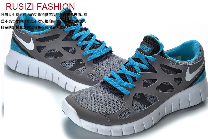 Nike Free Run 2.0 Running Shoes Grey Blue White - Click Image to Close