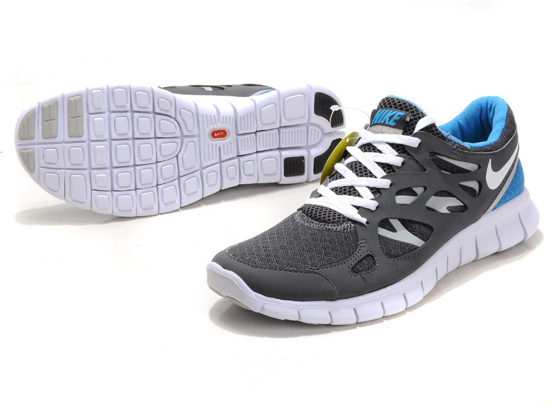 Nike Free Run 2.0 Running Shoes Grey White Blue