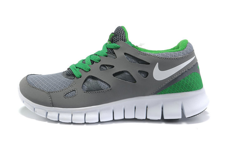 Nike Free Run 2.0 Running Shoes Grey White Green - Click Image to Close