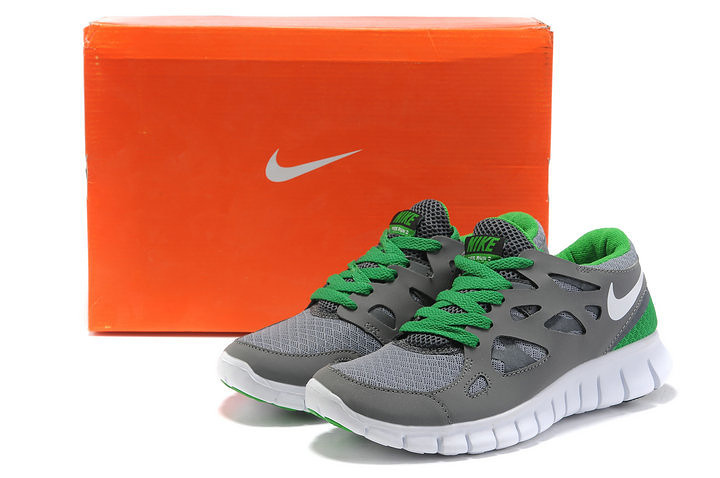 Nike Free Run 2.0 Running Shoes Grey White Green