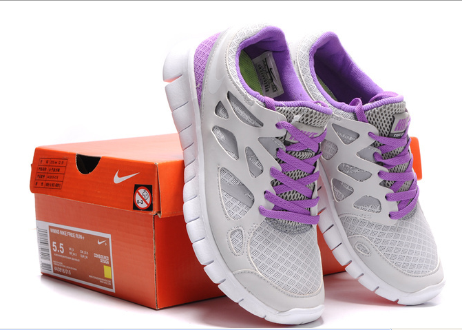 Nike Free Run 2.0 Running Shoes Grey White Purple