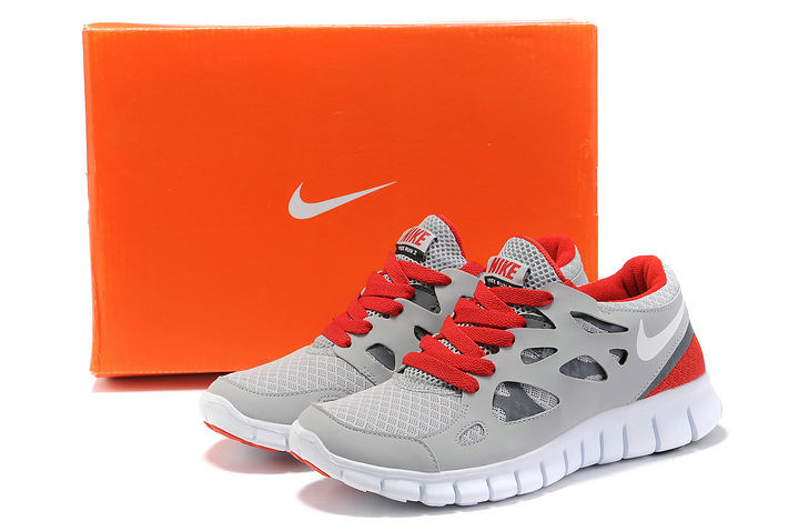 Nike Free Run 2.0 Running Shoes Grey White Red - Click Image to Close