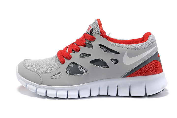 Nike Free Run 2.0 Running Shoes Grey White Red - Click Image to Close