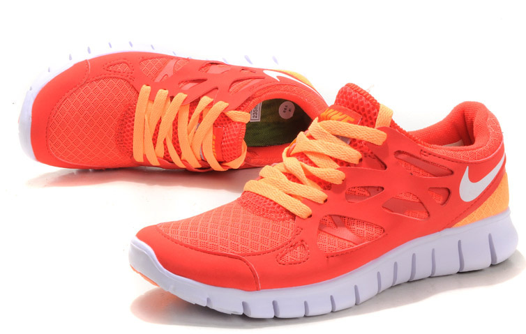 Nike Free Run 2.0 Running Shoes Pink Orange White - Click Image to Close