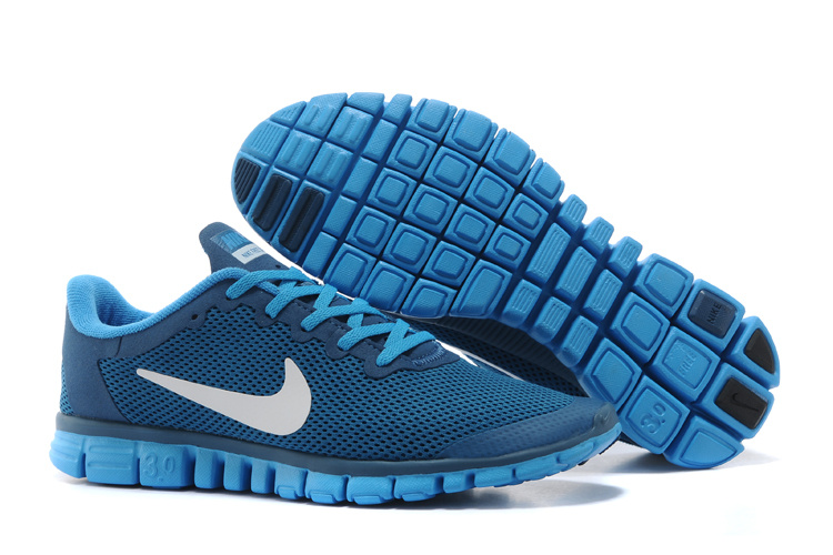 Nike Free Run 3.0 Blue White Running Footwear - Click Image to Close