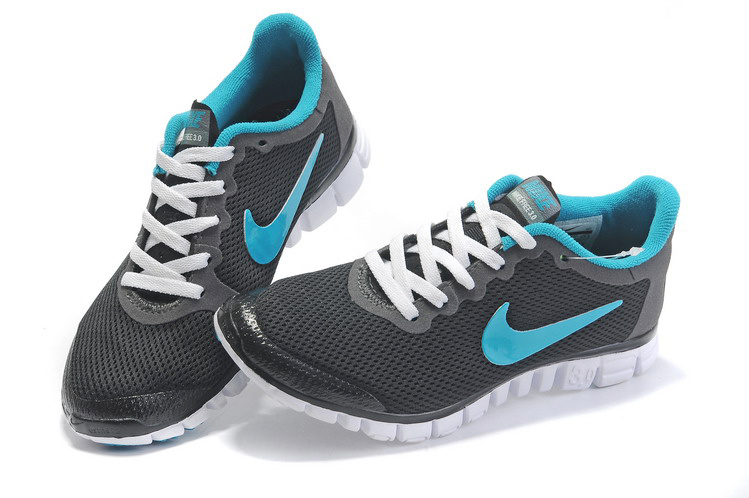 Nike Free Run 3.0 Mesh Black Blue White Shoes - Click Image to Close