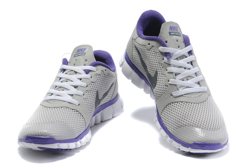 Nike Free Run 3.0 Mesh Grey Purple White Shoes - Click Image to Close