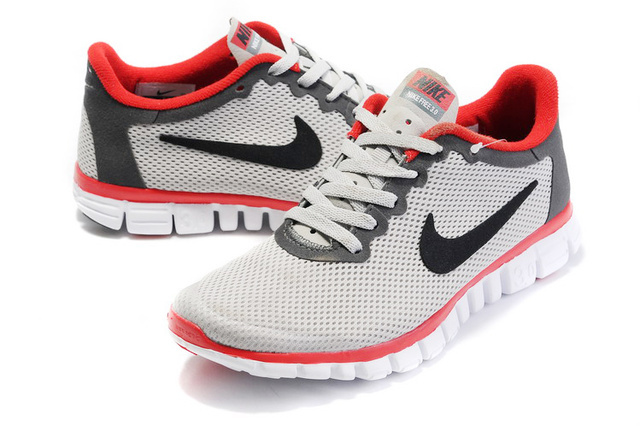 Nike Free Run 3.0 Mesh White Grey Red Black Shoes