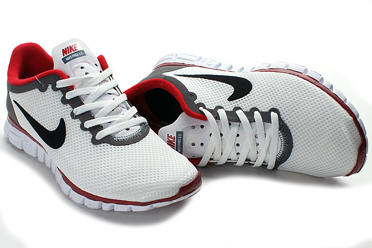 Nike Free Run 3.0 Mesh White Grey Red Shoes