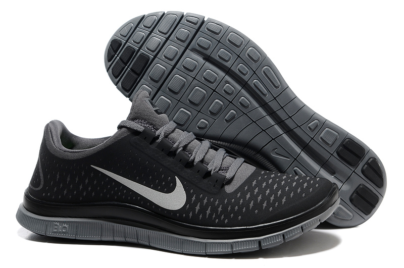 Nike Free 3.0 V4 Running Shoes Black Grey Swoosh