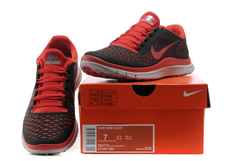 Nike Free 3.0 V4 Running Shoes Black Red