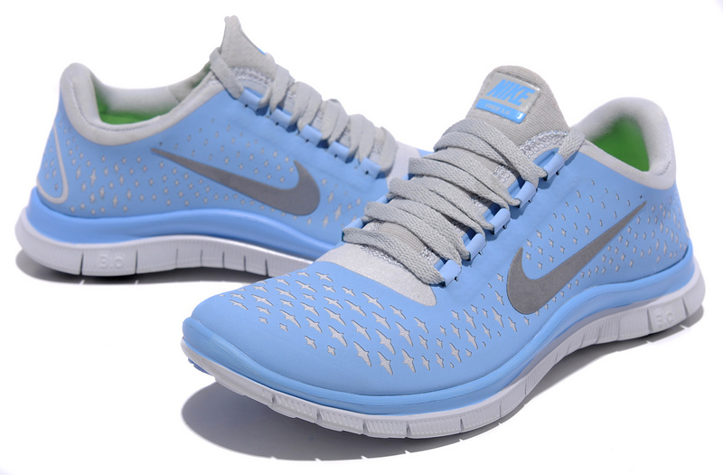 Women Nike Free Run 3.0 V4 Blue Grey - Click Image to Close