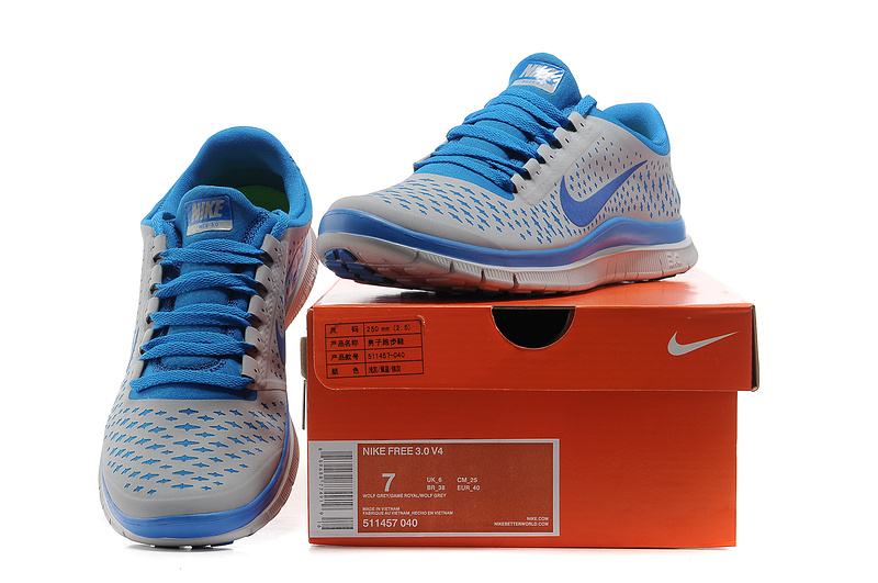 Nike Free 3.0 V4 Running Shoes Grey Blue - Click Image to Close