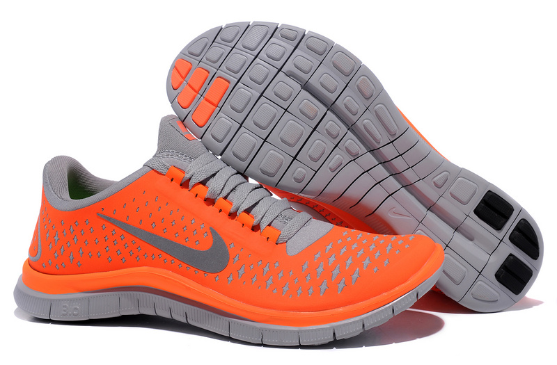 Women Nike Free Run 3.0 V4 Orange Grey - Click Image to Close